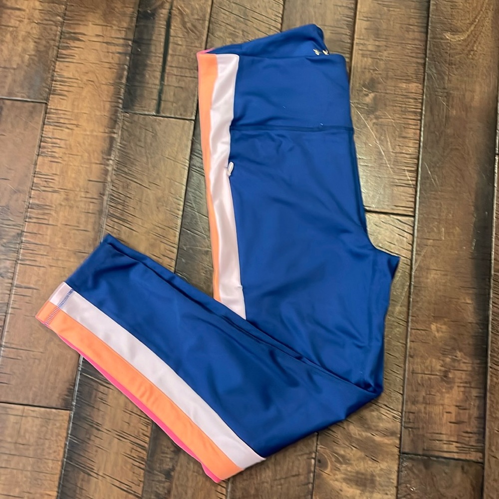 Lilly Pulitzer Blue Leggings with Pink and Orange Accents